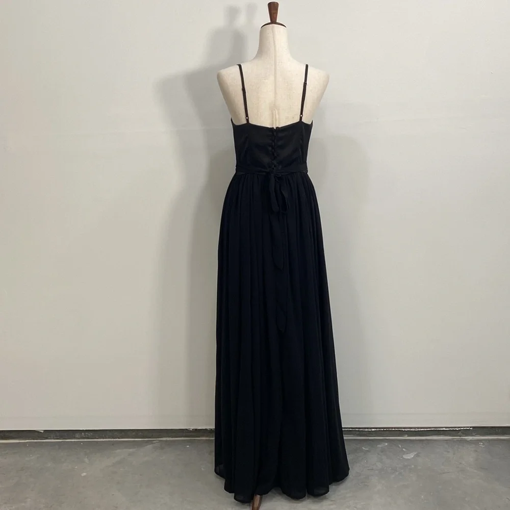 Modcloth Evening Gown Maxi Spaghetti Strap  Bridesmaids Black Tie Women's - Picture 3 of 14